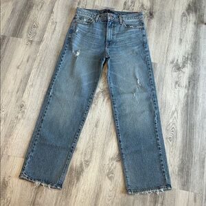 Anthropologie MODERN AMERICAN Highland High Rise Straight-Leg Jean Crystal Blue
